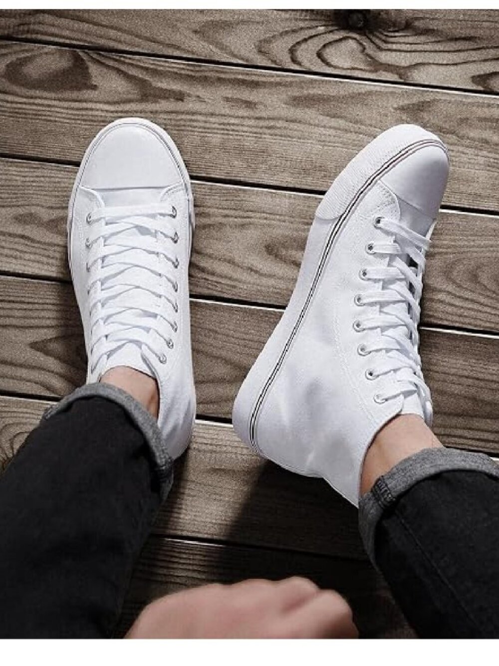 ZGR Men’s High Top Canvas Sneakers Lace Up Classic Casual Walking Shoes